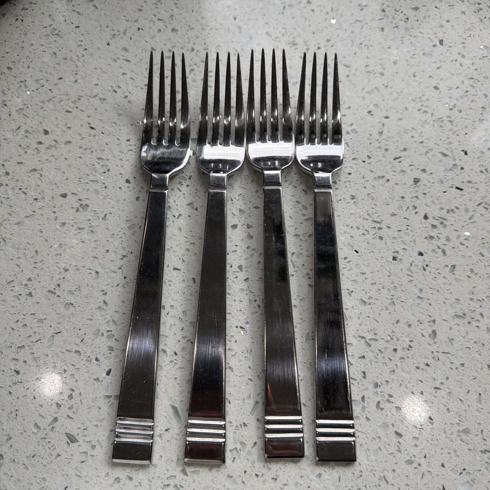 Lenox TIN CAN ALLEY 4 Dinner Forks Glossy 18/10 Stainless Steel Flatware